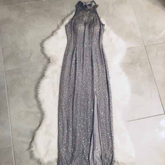 Silver Beaded Halter Dress, size Small - Picture 2 of 8